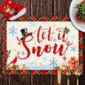Miniatyrbillede 5 af 5: Sæt med 6 Jule Dugunderlag Rektangulære Julebordsplade Underlag Vaskbare Genanvendelige Julebord Dekoration til Julefest Middag