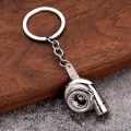 Miniatyrbilde 3 av 3: 1 stk Mini Turbo Turbo Nøkkelring Spinning Turbine Nøkkelring sølv