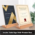 Miniatyrbilde 5 av 5: A4 Borddisplaystativ (3 stk) - Trebase - A4 Menyholder - Klar Akryl - A4 Plakatstativ, menyer, hotell, skole