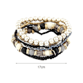 Miniatyrbillede 2 af 2: 1 sæt Boho Bohemian Mix Style Multilayer Elastiske Perlearmbånd til Banketfest Sort