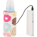 Miniatyrbillede 1 af 5: Bærbar flaskeholder, USB rejsemælkevarmer, babyflaskeholder til bilrejse, opbevaringsdæksel isoleringstermostat (Donut)