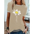 Miniatyrbillede 4 af 5: Kvinders Casual Grafisk T-shirts Kortærmet Sommer Bomuld Print Tee Tops, Y