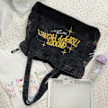 Miniatyrbillede 4 af 5: Crossbody tasker til kvinder, casual denim tasker, broderi, dame skuldertaske, pakke, rejse, lynlås, håndtaske, tote, dametaske, messenger taske, sort