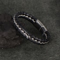 Miniatyrbild 4 av 5: Barn armband i äkta läder för pojkar. Kedja i titansilver med