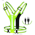 Miniatyrbilde 1 av 5: LED Refleksvest for Løping, Oppladbar LED Refleksvest for Sykling, Justerbar Reflekssele Unisex Fluorescerende Vest for Nattegåing, Jogging