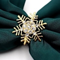 Miniatyrbillede 4 af 5: 10 stk. Jule Servietringe, Guld Snefnug Servietholdere Jule Servietspænde med Rhinesten til Julebryllup Festmiddag Thanksgiving