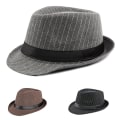 Miniatyrbilde 3 av 5: Jazz Cap Bred Brim Klassisk Stripemønster Fedora Hat