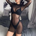 Pikkukuva 3 / 5: Naisten rantapuku Mesh Uimapuku Skir Bikini Musta M
