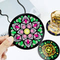 Miniatyrbillede 5 af 5: 4 stk. 9,8 cm akryl cirkelformede underlag, akryl runde underlag med mandala
