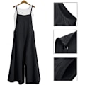 Miniatyrbillede 5 af 5: Dames Casual Løs Lang Bib Bukser Brede Ben Jumpsuit Løs Bomulds Jumpsuit