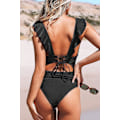 Miniatyrbillede 3 af 5: Kvinders V-hals Enkelt Stykke Badetøj Ruffle Tie Enkelt Bikini,XL