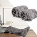 Miniatyrbilde 3 av 5: Dame Overknees Fuzzy Sokker Slippers Strømper Vinter Fluffy Lårhøye Bevarmere Plysj Sovesokker