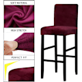 Miniatyrbillede 1 af 4: Fløjls barstol stoleben med ryglæn, elastisk sæde hjem blød stol slipcover stolbeskytter til køkken disk stole (vinrød, sæt af 4)