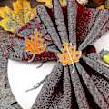 Miniatyrbilde 2 av 5: 6 stk. oransje lønneblad serviettringer høst Thanksgiving serviettringholder spenne blad serviettring høst gårdsstil metall strass serviettringer