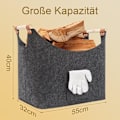 Miniatyrbilde 3 av 5: Vedkurv i tre, sammenleggbare filtkurver, store filtkurver Vedkurv for oppbevaring av ved