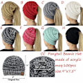 Miniatyrbillede 1 af 2: Hestehale Messy Bun Hue Hat Strik Hul Blødt Stræk Kabel Vinter