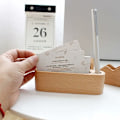 Miniatyrbillede 5 af 5: Træ visitkortholder, 2 stk. visitkortdisplaystand med pen