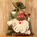 Miniatyrbilde 2 av 5: Julegaveposer med snor, stoffsekker i jute, julenissen snømann reinsdyr julegaveposer innpakningsposer godteposer til jul