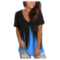 Miniatyrbilde 1 av 3: Plus size topper for kvinner Dame skjorte Dame kort ermet V-hals print T-skjorte lomme tunikaer casual topper bluser blå M