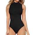 Miniatyrbilde 1 av 5: Kvinners Mock Turtle Neck Ermeløs Tank Tops Bodysuit XL