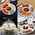 Miniatyrbillede 3 af 5: 2 snacks skåle opdelt, 5 rum snacks skåle hvide snacks tallerkener menu p
