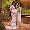 Pikkukuva 3 / 5: Äitiys Elegant Fitted Maternity Gown lyhythihainen Cross-Front V-kaula Slim Fit Maxi Valokuvausmekko Valokuvausta varten