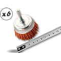 Pikkukuva 2 / 5: Pyörivä metalliharja 75 mm | 6 kpl | Varressa 6 mm | 80-karvainen jyrsitty nailonharja