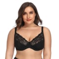 Miniatyrbillede 4 af 5: Dækkende minimizer bh med bøjle og blonder til kvinder - Støttende plus size bh'er til kvinder 42/95E sort