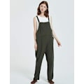 Miniatyrbillede 2 af 5: Dames Mode Løs Hør Overalls ArmyGreen XXL