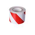 Miniatyrbillede 1 af 4: Rød og hvid twill reflekterende advarselstape 10 cm bred og 25 m lang.