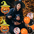 Miniatyrbillede 4 af 5: 72 stk. 12 tommer Halloween ballondekorationer sorte orange konfetti ballon