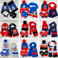 Miniatyrbilde 3 av 3: Spider-Man vinter varm strikket lue + skjerf + hansker sett for barn