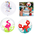 Miniatyrbillede 1 af 5: Børne Strandbold*3 stk., Transparent Oppustelig Strandbold, Swimmingpool Strandbold, Dyre Strandbolde med Flamingo, Enhjørning, Krabbe, Oppustelig Strandbold, 40cm