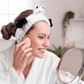 Miniatyrbilde 4 av 5: 2 stk plysjhodebånd kanin panda formet spa hårbånd myk flaggermus