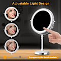 Miniatyrbillede 5 af 5: 8 tommer forstørrende makeup spejl, LED-belyst makeup spejl, 1x/10x forstørrelse USB-oplader