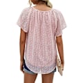 Miniatyrbillede 3 af 4: Dames Casual Blomsterprint V-hals Ruffle Kortærmet Sommer Skjorter Toppe L