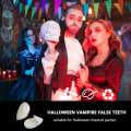 Miniatyrbild 4 av 5: 4 par vampyrtänder proteser med tandpiller för cosplay rekvisita halloween, vit (13mm)