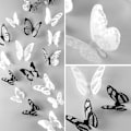 Miniatyrbillede 2 af 5: 36 stk. 3D-sommerfugle med glitter i sort/hvid I vægklistermærker til stue, børneværelse, pigeværelse, køkken, badeværelse, fliser, hjemmemøbler, Adu