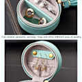 Miniatyrbillede 3 af 5: Rejse Smykkeæske Bærbar Rund Læder Mini Smykke Organizer Rejse Organizer med Lynlås Øreringe Halskæde Armbånd Display Case