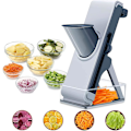 Miniatyrbillede 1 af 5: Slicer Safe Grøntsagsskærer Som Set På Tv Justerbar Grøntsagshakker Multifunktionel Mad Grøntsagsslicer Til Køkken (Lysegrå)