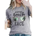 Miniatyrbilde 3 av 5: Resting Beach Face T-skjorte Kvinner Morsom Leopard Solbriller Grafisk T-skjorter Topp
