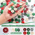 Miniatyrbilde 2 av 5: 60 stk jule rutete tre knapper 4 hull svart rød tre knapper gingham håndverk knapper runde dekorative knapper for DIY sying jule strømpe dekor
