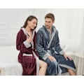 Miniatyrbillede 5 af 5: Unisex Morgenkåber Fleece Fuldlængde Badekåbe Flannel Sjal Krave Ekstra Lang Bade Bløde Kåber Natkjole