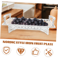Miniatyrbilde 4 av 5: 1 stk. Metall Fruktfat Dessert Serveringsbrett Dessertfat Nøttefat Gull Fruktkurv Tørket Fruktfat Dekorativ Serveringsfat, 27,5*17,5*10cm