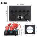 Miniatyrbilde 2 av 5: 12v / 24v Kontrollpanel, 5 Grupper Av Vippebryterpaneler, Med 5v 4.2a Dobbel Usb-Lader, Vanntett Led-Voltmeter