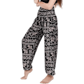 Miniatyrbillede 1 af 5: Dames Smocked Talje Harem Hippie Boho Yoga  Casual Bukser sort