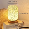Miniatyrbillede 2 af 4: 1 stk. Håndvævet Træ Rattan Wire Bordlampe LED Atmosfære Lys
