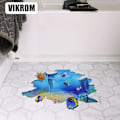 Pikkukuva 5 / 5: 3D-lattiatarrat, meriaiheinen kylpyhuoneen sisustus, vedenalainen lattiatarra, 3D-tapetti