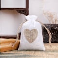 Miniatyrbillede 3 af 4: 25 stk. Juteposer med Hjertemønster Snøreposer Slik Gaveposer Jute Dåbsposer 10*14CM