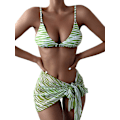 Miniatyrbillede 4 af 5: Kvinde Wrap Trekant Bikini Badetøj med Mesh Strand Skørt 3 Stykke Swimsui